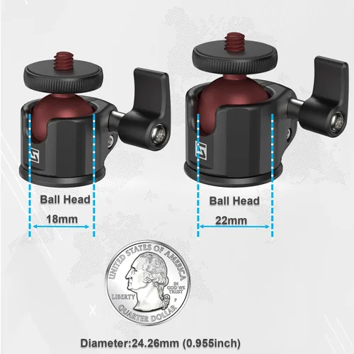 Vista 5 de SIOTI Mini adaptador de montaje de cabeza de bola, compatible con monopie/cámara de tarjeta digital/micrófono/teléfono inteligente/cámara de Cabezal