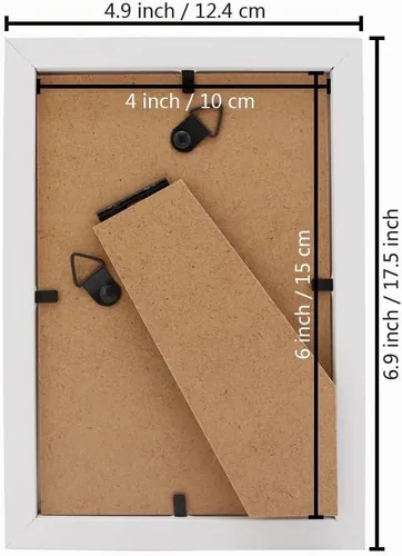 Vista 3 de Marco Shadow Box, blanco, madera, 4x6
