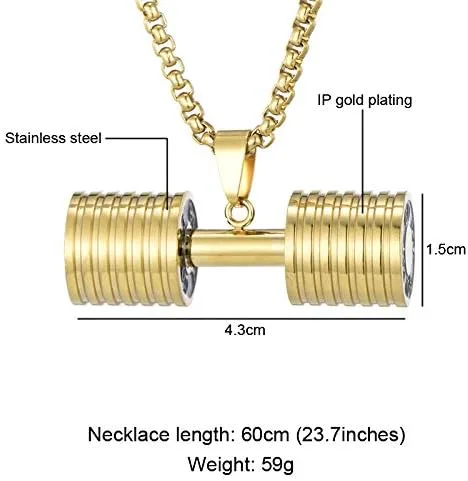 Vista 7 de THINTOM - Collar con colgante de mancuernas para hombre y niño, incluye cadenas de 24.8in