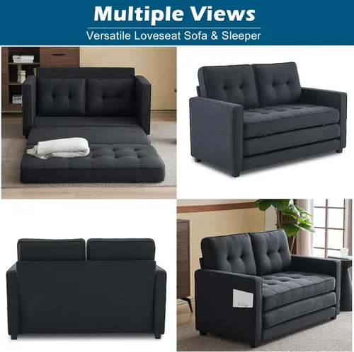 Vista 5 de VINGLI Sofá Cama Loveseat Mejorado, 53.5" An x 83" L Sofá Cama Convertible Sofá Cama Futón Sofás para Sala de Estar, Sofá Cama Plegable