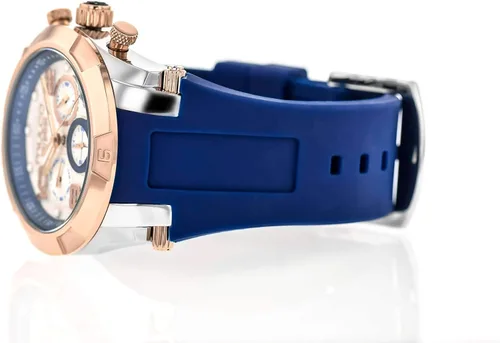 Vista 5 de MULCO Ilusion Watches for Women Analog Quartz Watch, Crystal Accents and Rose Gold Watch Accent with Pearl Finish, Water Resistant, Silicone Band
