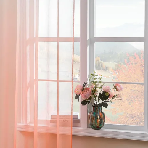 Vista 8 de naturetalk Cortinas opacas para oscurecer la habitación con degradado traslúcido, juego de 2 paneles de cortina – Parte superior con ojales