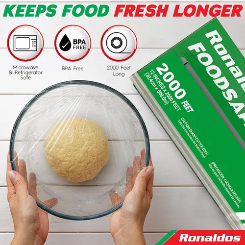 Vista 5 de Ronaldos - Película de seguridad alimentaria, envoltura de plástico de 12 pulgadas x 2000 pies, grado comercial, utilizada para la industria