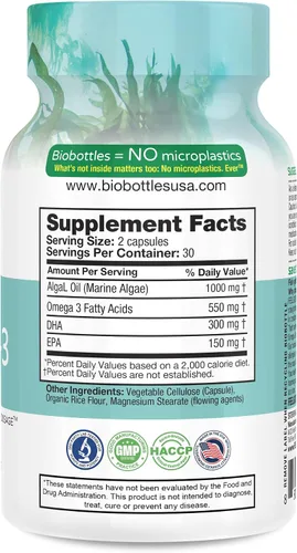 Vista 4 de Feelgood Company Suplemento vegano de omega-3, a base de algas, sin pescado, 60 cápsulas, sin gluten, sin soja, fácil de digerir