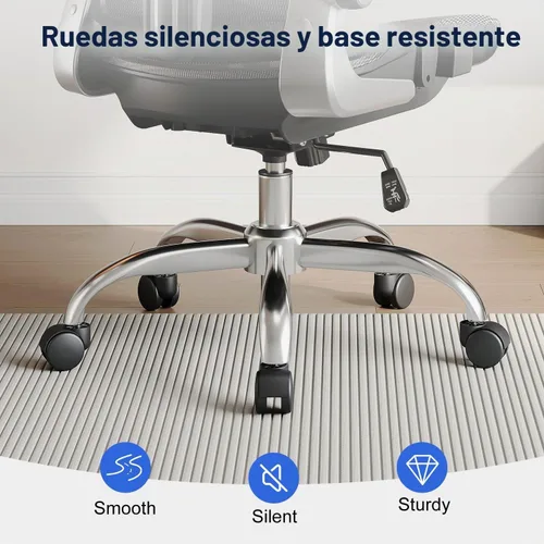 Vista 12 de marrap Silla de oficina ergonómica, silla de escritorio de malla con reposabrazos 3D, soporte lumbar ajustable y reposacabezas, función mecedora