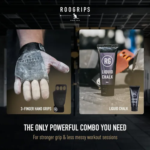 Vista 8 de RooGrips Empuñaduras de cuero de alta calidad de 3 dedos para barras de gimnasia, entrenamiento cruzado, gimnasio y entrenamientos en casa, barras