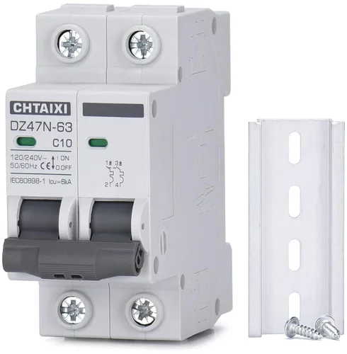 Vista 13 de Interruptor de Circuito en Miniatura AC, Interruptor de Circuito de 6 Amp 120V/240V de 2 Polos para Montaje en Riel DIN, Desconexión de CA Solar