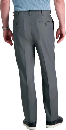 Vista 2 de Haggar Cool 18 - Pantalón de cintura ampliable oculta con parte frontal plana y ajuste clásico para hombre