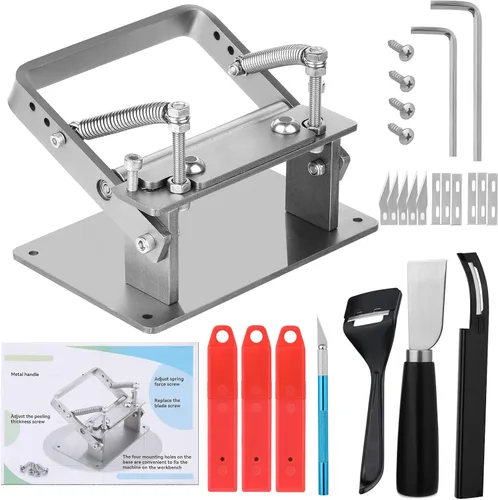 Vista 10 de Separador de cuero, pelador de cuero, máquina de biselado manual, máquina de pelado y adelgazamiento con cuchillas para herramientas de artesanía