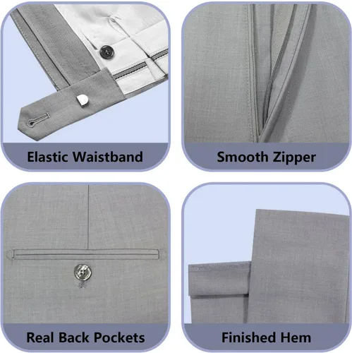 Vista 6 de Cooper & Nelson - Traje de hombre de ajuste delgado, conjunto de 3 piezas, chaqueta de un botón, chaleco, pantalones y corbata, conjunto de esmoquin