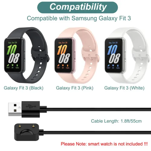 Vista 2 de Cargador para reloj Galaxy Fit 3 SM-R390 Fitness (1.8ft/55cm)