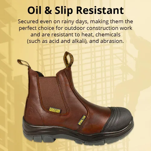 Vista 4 de WOLF Work Boot 100% Genuine Upper Leather Oil, Slip, Impact, Puncture Resistant Electrical Hazards Non-Slip Rubber Sole Puntera de acero