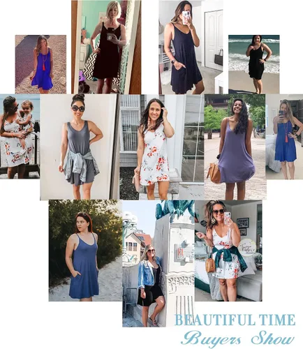 Vista 5 de MISFAY Vestido de verano para mujer, con tirantes delgados, casual, con vuelo, salida de baño para playa, con bolsillos