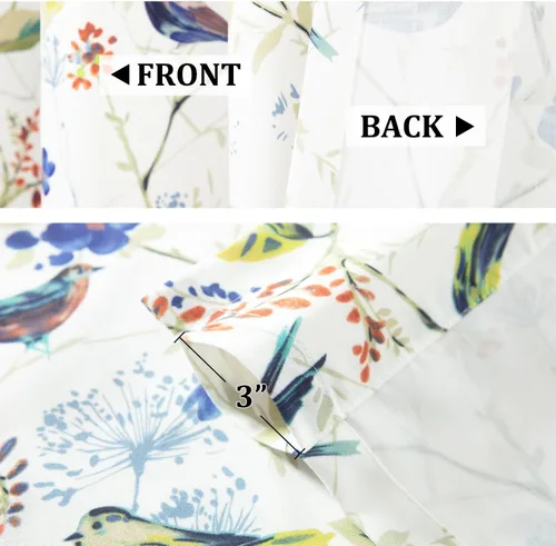 Vista 4 de VOGOL Cenefas de cortina de estilo rústico para ventanas, cenefa decorativa con estampado de hojas de pájaro azul, para cocina, baño, loft