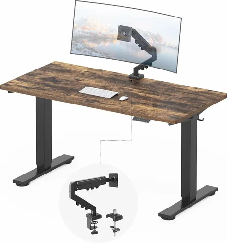 Vista 25 de FLEXISPOT EN2 Escritorio de pie de una pieza completa con regleta de alimentación de abrazadera, escritorio eléctrico de altura ajustable de 40 x 24
