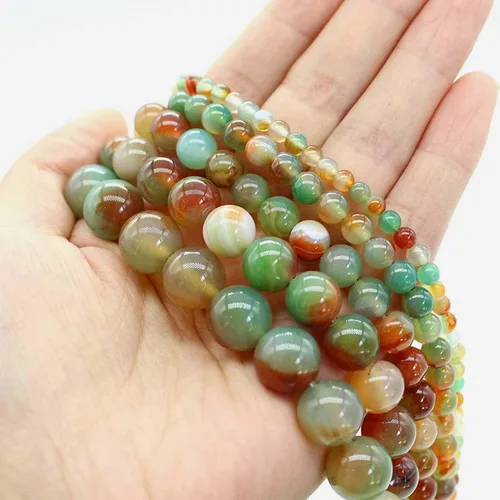Vista 2 de Cuentas de ágata de pavo real natural de 0.236 in, cuentas redondas lisas de materiales de bricolaje, pulsera, collar, aretes, fabricación de joyas