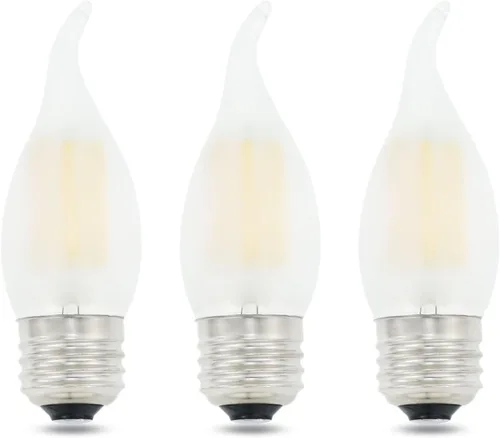 Vista 5 de Bombilla de candelabro E12 esmerilada de 60 vatios regulable, con forma de punta doblada de llama, bombillas LED de araña de luz blanca suave 3000k