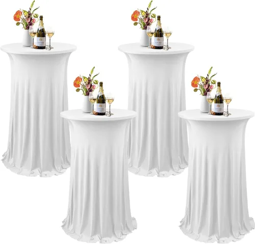 Vista 10 de ANMINY Paquete de 4 fundas para mesa de cóctel de elastano con falda con volantes, ropa de cama elástica para mesas redondas de 24 pulgadas