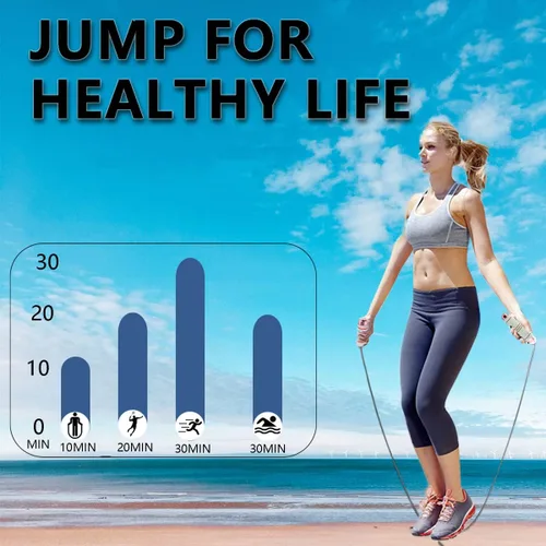 Vista 7 de Cuerdas de saltar para fitness, saltar con cuerda para niños, cuerda de saltar para adultos que pierden peso, el mejor entrenamiento cardiovascular