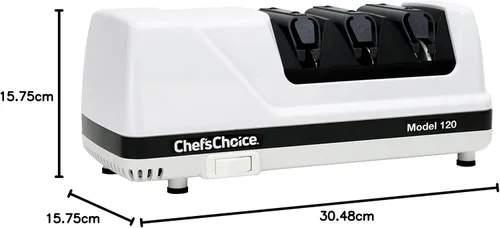 Vista 8 de Chef's Choice afilador de cuchillos profesional de 3 capas, afilador de 120 diamantes, ninguno , Blanco