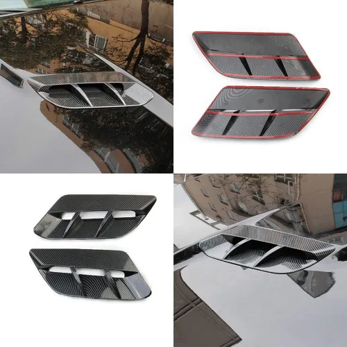 Vista 5 de Cubierta de Moldura de Ventilación de Salida de Aire del Capó del Motor para Dodge Challenger 2015-2023 (Patrón de Fibra de Carbono)