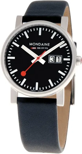 Vista 2 de Mondaine Reloj con correa de cuero Evo Big Date A669.30300.14SBB para hombre, Negro -, Casual