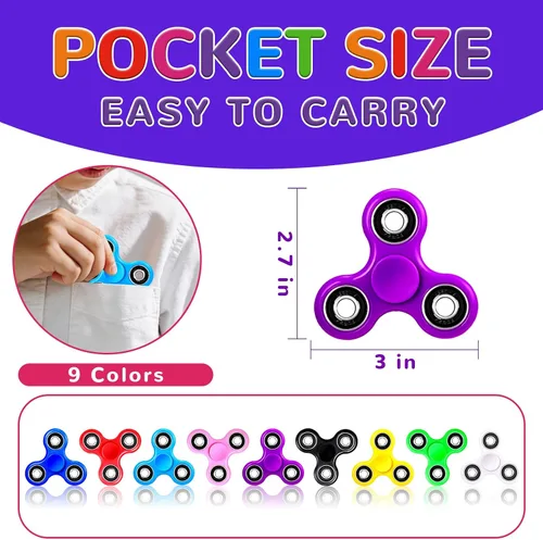 Vista 5 de Fidget Spinners de mano. Juguete para estrés, ansiedad, TDAH, para la relajación de los estudiantes, terapia relajante. Combo de venta de 12