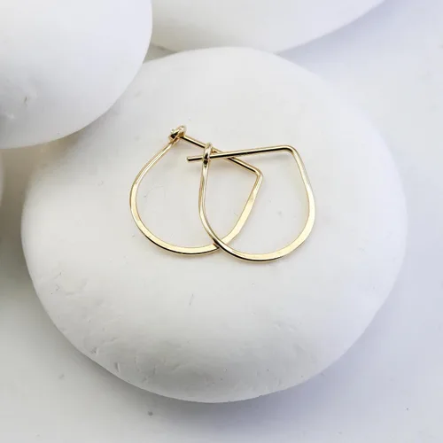 Vista 36 de Aretes de aro finos martillados, elegantes plata esterlina geométrica sólida, relleno de oro y relleno de oro rosa; para mujer por Lotus Stone