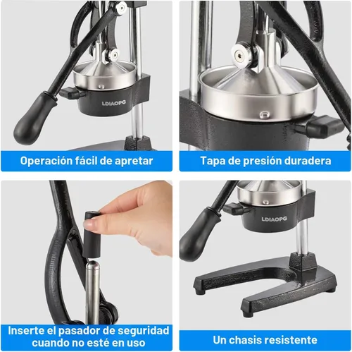 Vista 4 de Exprimidor manual de hierro fundido, exprimidor de cítricos a mano, exprimidor de limón naranja, exprimidor manual resistente, grado comercial