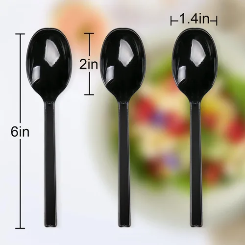 Vista 2 de Cucharas de plástico envueltas individualmente, 100 cucharas desechables resistentes a granel, ideales para fiestas, restaurantes, viajes y comida
