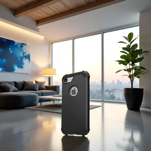 Vista 4 de IDweel Funda para iPhone 8 con Protector de Pantalla de Vidrio Templado, para iPhone 7, 3 en 1, Resistente a Golpes, Delgada, Híbrida, de Servicio