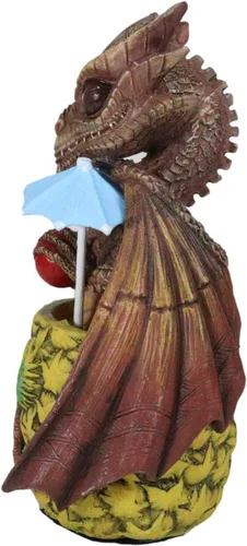 Vista 4 de Ebros Gift Figura de dragón de piña tropical de Tiki Mai Tai, bebida de alcohol borracho, 6.25 pulgadas de alto, medieval renacentista de fantasía
