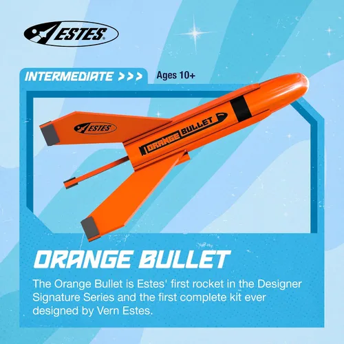 Vista 3 de Estes 7295 Kit de construcción de cohetes Orange Bull, kit de modelo de cohete volador intermedio para mayores de 10 años