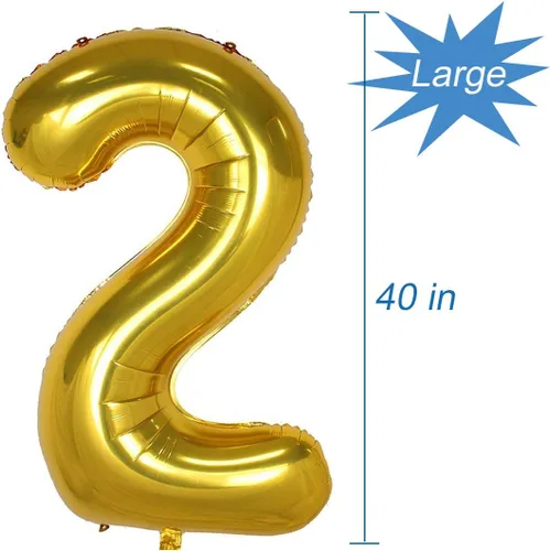 Vista 3 de Globos dorados del número 12, globos del número 21, 40 pulgadas
