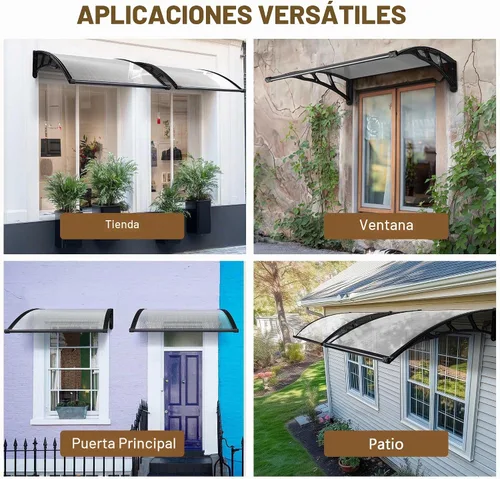 Vista 7 de Yescom - Paquete de 2 toldos de policarbonato para ventana de puerta de 40 x 40 pulgadas Tablero blanco y soporte negro