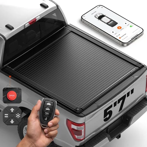 Vista 12 de WOLFBOX Cubierta Power Tonneau para Chevy Silverado y GMC Sierra 1500 2019 Se adapta a cama de 5.10 pies, aplicación y control remoto, se bloquea