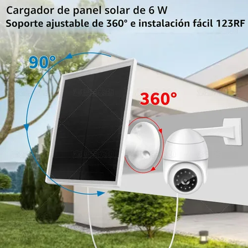Vista 3 de Cargador de panel solar de 6W, micro y USB C para cámara de seguridad