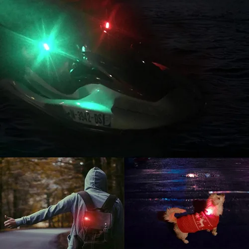 Vista 7 de Amzonly 4Pack Kayak Lights with IPX8 Fish-shaped Waterproof Bag, Battery Operated Navigation Lights for Night Kayaking, Clip on for Paddle board