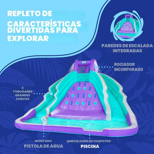 Vista 2 de SUNNY & FUN Ultra Climber - Parque inflable de tobogán acuático – Resistente para diversión al aire libre – Pared de escalada, dos toboganes