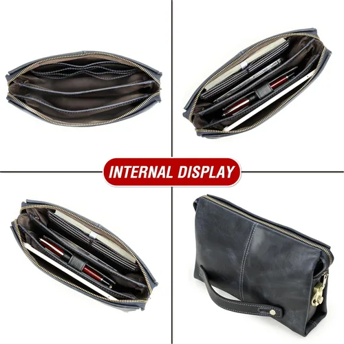 Vista 27 de Funda de piel de grano superior para hombre y mujer, múltiples bolsillos/ranuras, RFID de gran capacidad para tarjetas, cheques, dinero, pasaporte