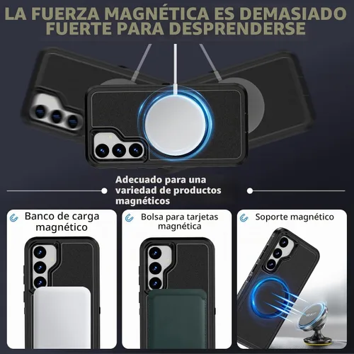 Vista 3 de Funda magnética para Samsung Galaxy S24+ Plus compatible con carga Magsafe [protector de pantalla de vidrio]