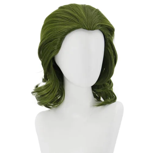 Vista 2 de PATTNIUM Peluca verde para hombre, peluca corta ondulada de anime verde oscuro, peluca de anime para hombres y niños, peluca de pelo sintético