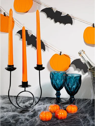 Vista 5 de CANDWAX Juego de 12 velas cónicas color naranja de 8 pulgadas, sin goteo, sin perfume, de larga duración, perfectas para fiesta de Halloween