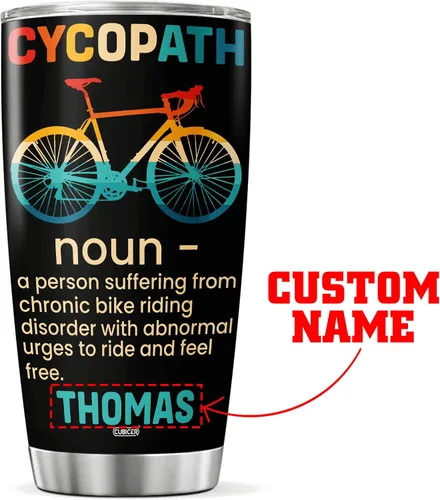 Vista 2 de CUBICER Vaso de café personalizado para ciclismo, taza de viaje con tapa, taza aislada, regalos de Navidad para mujeres, hombres, adultos, amigos