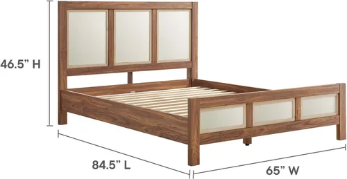 Vista 2 de Modway Capri Mid-Century - Cama de tamaño Queen moderna en nogal con cabecero y estribo