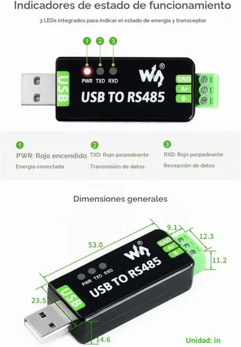 Vista 8 de Waveshare Convertidor USB a RS485 con circuitos de protección, compatible con televisores