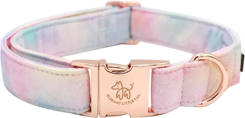 Vista 16 de Elegant little tail Collar para perro de Pascua, collar de perro con estampado de huevos de conejo, collar para mascotas, collar rosa para perros