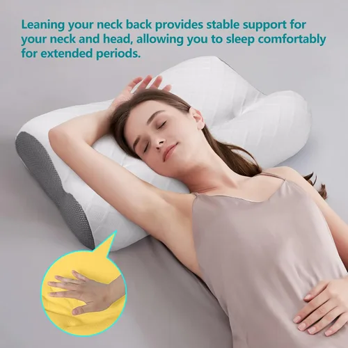 Vista 6 de RESTCLOUD Almohada de espuma viscoelástica de contorno, almohada cervical para aliviar el dolor de cuello, almohada ergonómica de espuma