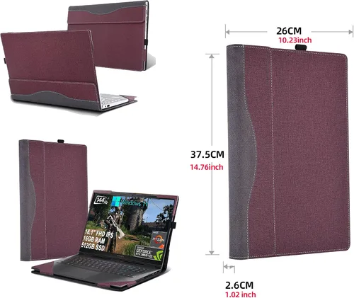 Vista 3 de Funda para portátil HP OMEN 16 de 16.1 pulgadas (16t-k000/ 16t-b100/16-n0797nr/16zn000/16-k0797nr/16zn000) Funda desmontable de piel sintética
