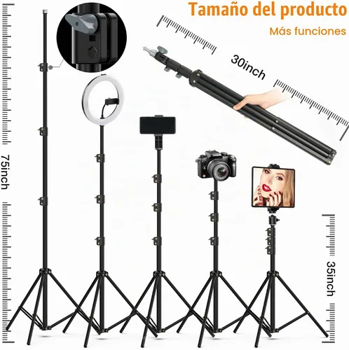 Vista 6 de MACTREM - Anillo de luz grande de 22 pulgadas para iPad iPhone con trípode de 75 pulgadas